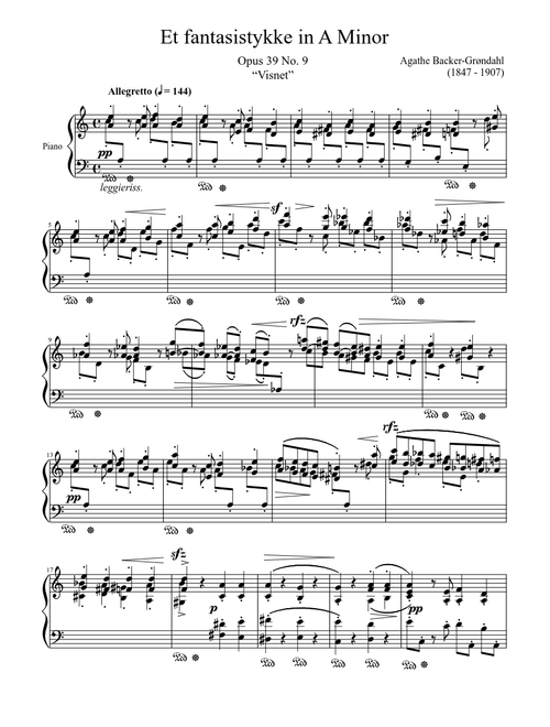 Et fantasistykke Opus 39 No. 9 in A Minor