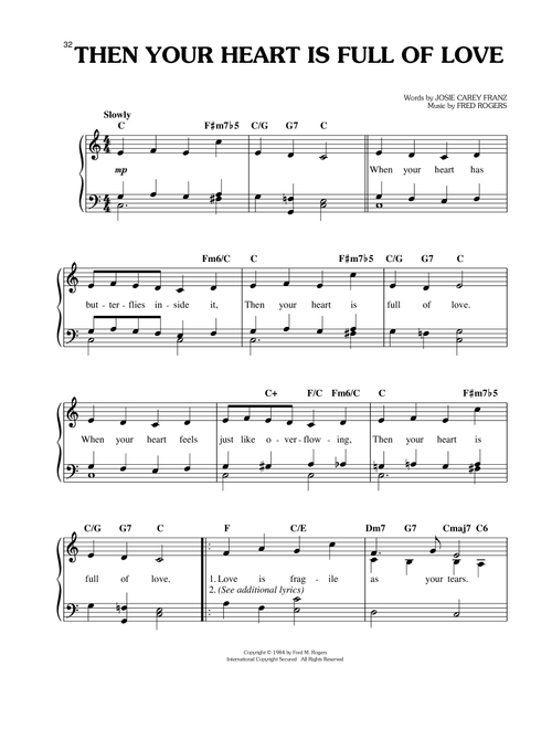 Then Your Heart Is Full Of Love - Mister Rogers (Easy Piano)