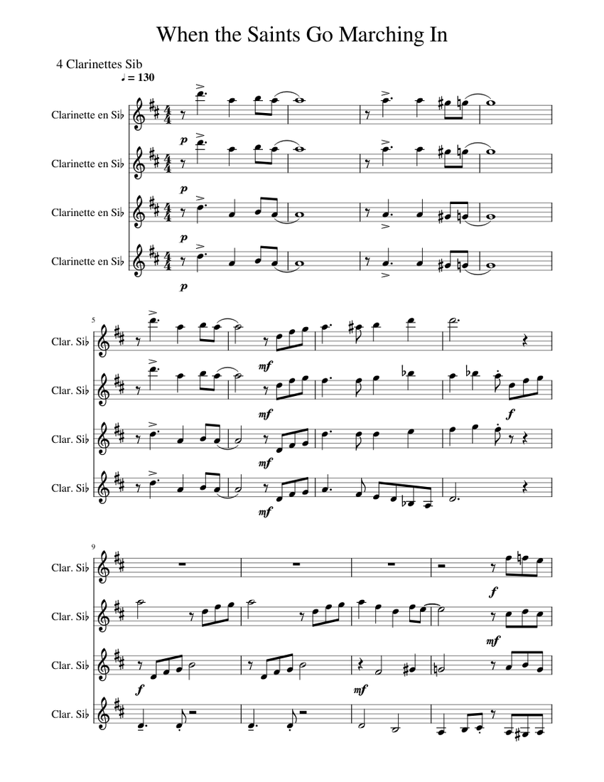 When the Saints Go Marching In 4 en Do Sheet music for