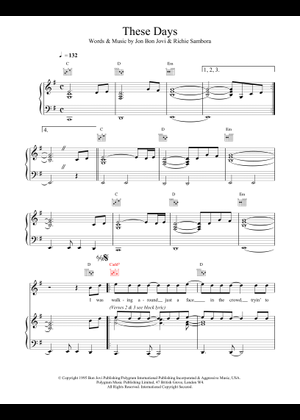 Play Official version of These days Sheet Music by Bon Jovi