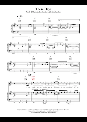 Play Official version of These days Sheet Music by Bon Jovi Play Official version of These days Sheet Music by Bon Jovi