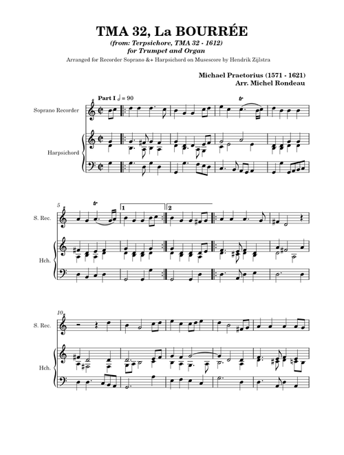 TMA 32 Praetorius Michael, La Bouree, Recorder S+Hch