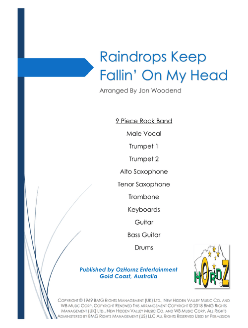 Raindrops Keep Fallin' On My Head (Arr. Jon Woodend) - B.J. Thomas (Large Ensemble)