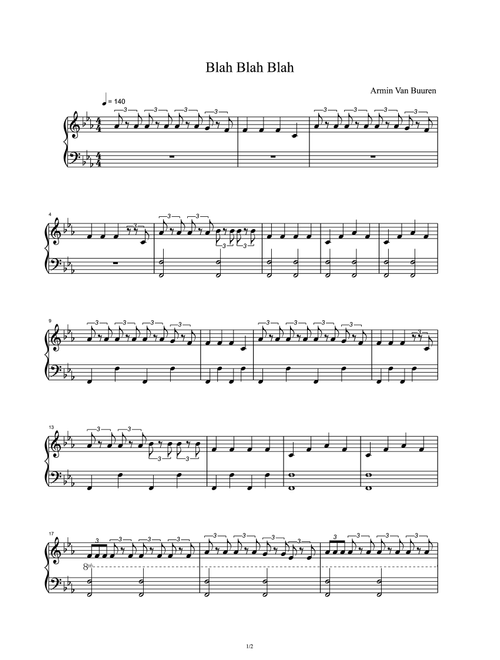 Blah Blah Blah (Arr. Armin Van Buuren) - Joshua Record, Andrew Bullimore (Piano Solo)