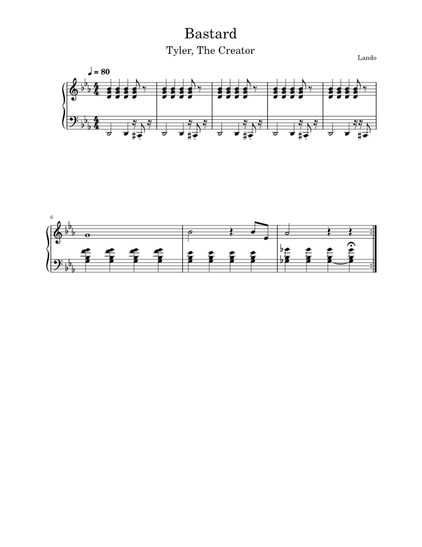 Bastard – Tyler, The Creator Sheet Music for Piano (Solo) easy ...