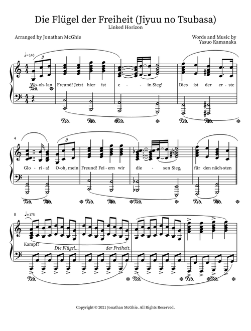 Die Flügel der Freiheit (Jiyuu no Tsubasa) (Arr. Jonathan McGhie) - Linked Horizon (Piano Solo)