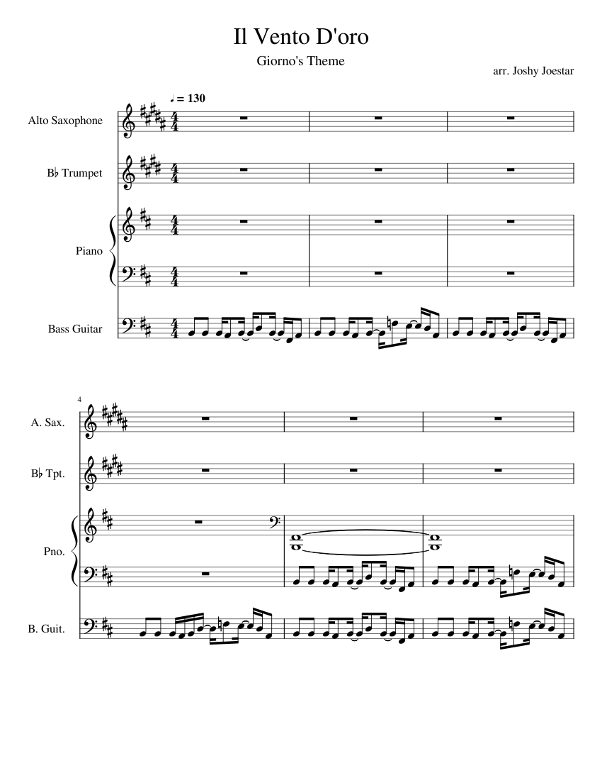 Il_Vento_D'oro Sheet music for Piano, Saxophone alto, Trumpet in bflat