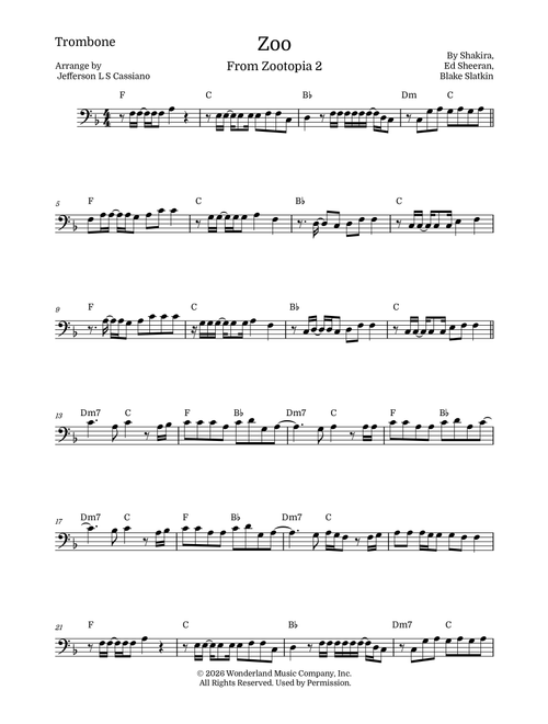 Zoo (Arr. Jefferson LS Cassiano) - Shakira (Trombone and Piano)
