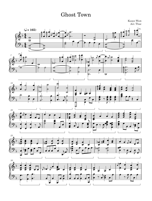 Ghost Town – Kanye West (Piano Solo)