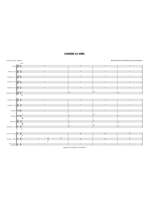 Casser La Voix (Arr. Fabrice Orban) - Patrick Bruel