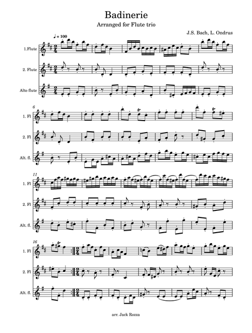 Badinerie - Bach - flute trio (Arr. Lukas Ondrus) - J S Bach L Ondrus (Woodwind Ensemble)