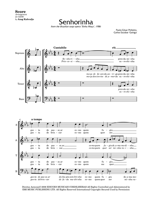 Senhorinha (Arr. Azag Kahvaljo) - Guinga (Choral, SATB)