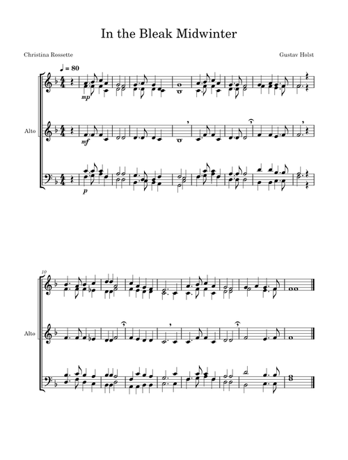 In the bleak midwinter ALTO – Gustav T. Holst