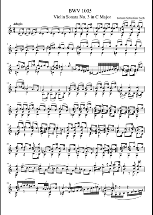 Violin Sonata No. 3 in C major, BWV 1005- JS Bach Sheet Music for ...