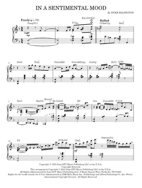 In A Sentimental Mood [Jazz version] (arr. Brent Edstrom) - Bill Evans, Duke Ellington (Piano Solo)