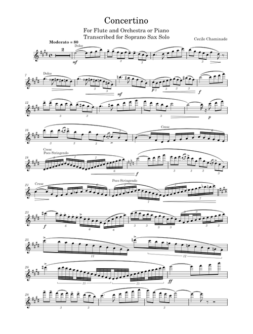 Concertino pour Flute Op.107  Cecile Chaminade --- Soprano Sax