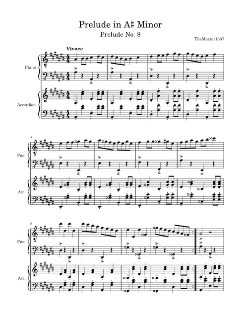 Prelude in A♯ Minor