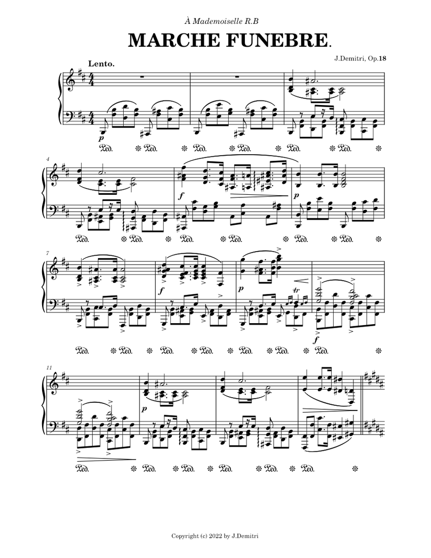 Funeral March in B Minor. [Op.18] Sheet music for Piano (Solo