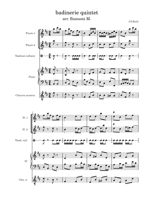 Badinerie – Johann Sebastian Bach badinerie_quintet arr. by Bannoni Marco