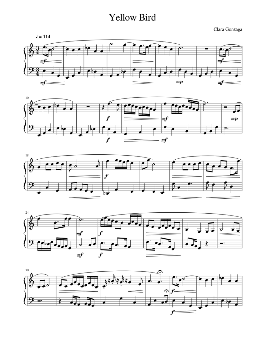 Yellow Bird Sheet music for Piano (Solo)