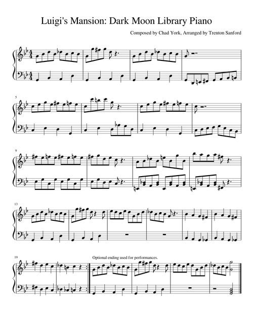 Luigi s Mansion Dark Moon Library Piano