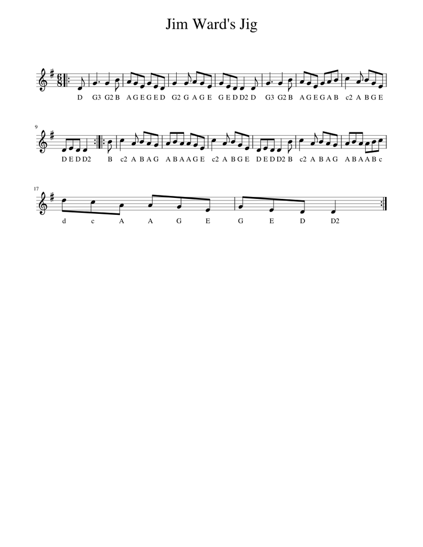 Jig Notes Jim Ward's Jig Sheet Music for Piano (Solo) easy | MuseScore.com