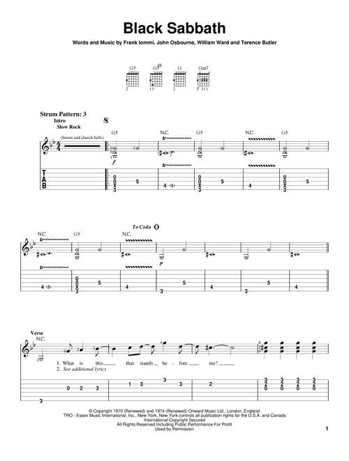 Black Sabbath - Iced Earth, Ozzy Osbourne (Easy Guitar with TAB)