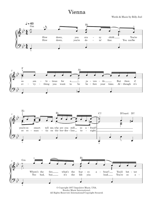 Vienna - Billy Joel (Piano Vocal)