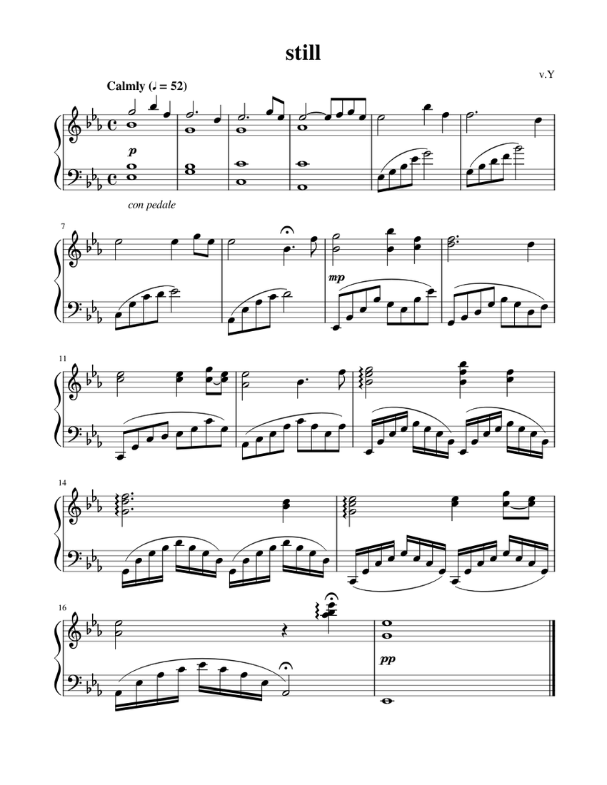 still [Original Composition] Sheet Music for Piano (Solo) easy ...