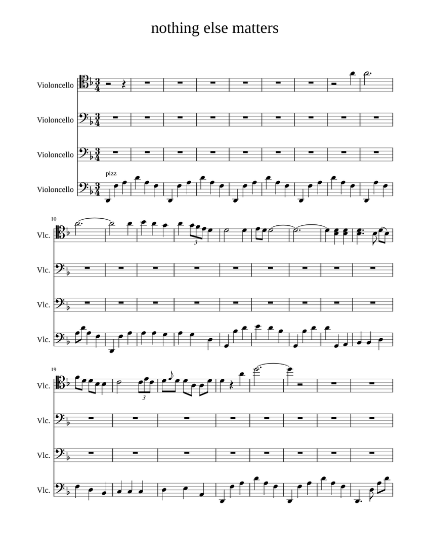 Apocalyptica Nothing else matters Sheet music for Cello (Mixed