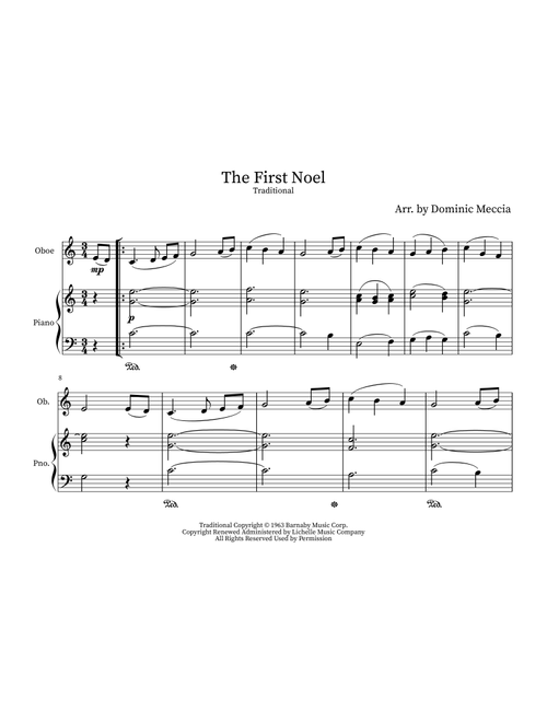 The First Noel (Arr. Dominic Meccia) - Andy Williams (Oboe and Piano)