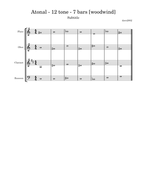 Atonal - 12 tone - 7 bars - woodwind