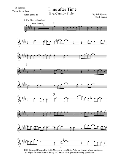 Time After Time (Arr. stefan-lamml.de) - Cyndi Lauper (Tenor Sax Solo)
