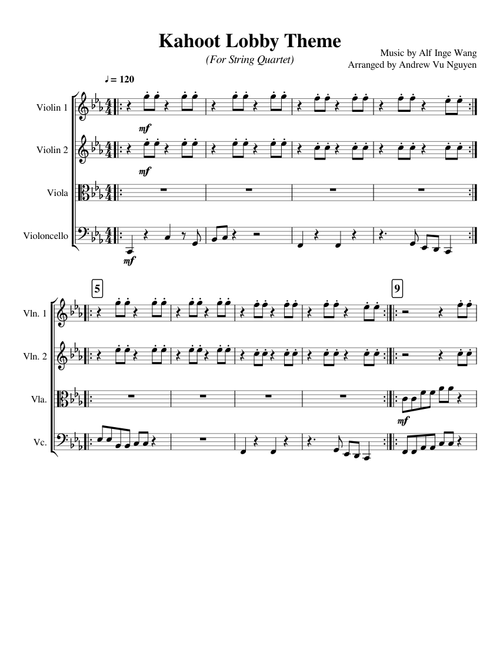 Kahoot Lobby Theme String Quartet Arrangement