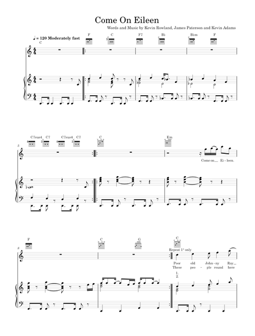 Come On Eileen - Dexy's Midnight Runners (Piano-Voice)
