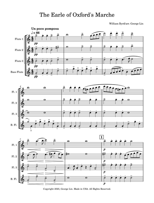 The Earle of Oxford's Marche (Arr. George Lin) - William Byrd (Woodwind Ensemble)