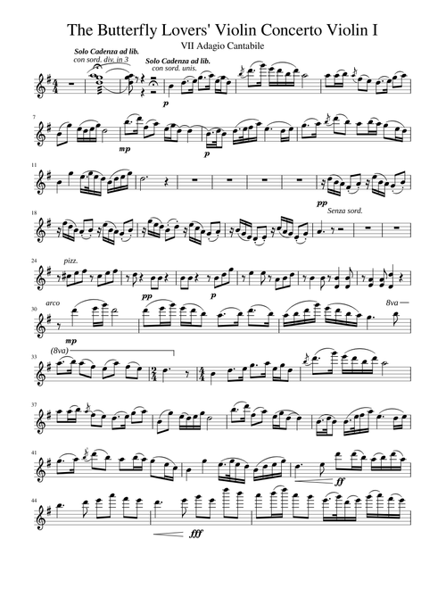 Violin 1st The Butterfly Lovers Violin Concerto
