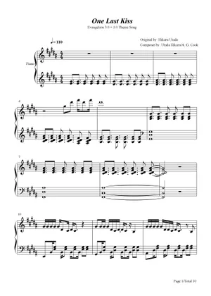 One Last Kiss - Utada Hikaru(宇多田ヒカル) Sheet music for One Last Kiss - Utada Hikaru(宇多田ヒカル) Sheet music for