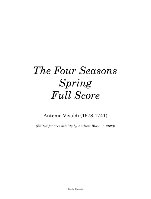 The Four Seasons: Spring (Violin Concerto in E major, RV 269 "La primavera")