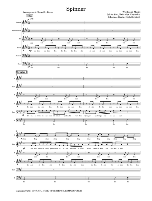 Spinner (Arr. Benedikt Perse) - Revolverheld (Choral, Mixed Choir)