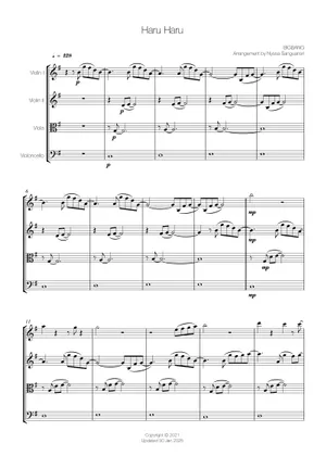 Haru Haru Sheet music for Piano, Violin, Drum group (Mixed Haru Haru Sheet music for Piano, Violin, Drum group (Mixed