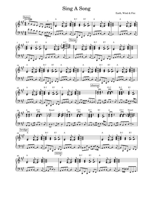 Sing A Song (Arr. Earth, Wind & Fire) - Earth Wind & Fire (Piano Solo)