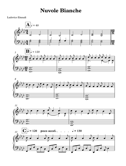 Nuvole Bianche (Arr. John) - Pasqualino Bagnoli, Milena Anna Maria Novarin, Antonio Ruggero Mancino (Piano Solo)