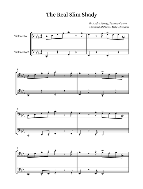 The Real Slim Shady (Arr. Wesley S. SIlva) - Eminem (Cello Duet)