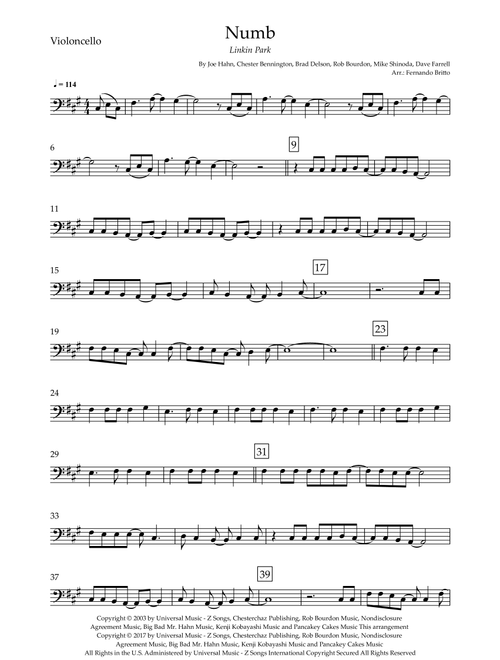 Numb (Arr. Fernando Britto) - Linkin Park (Cello Solo)