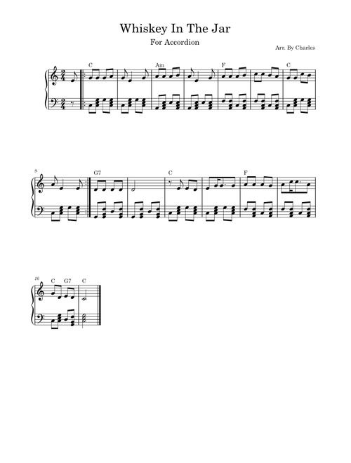 Whiskey In The Jar – Misc tunes Whiskey in the Jar Accordion Easy