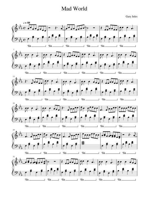 Mad World - Gary Jules (piano version)