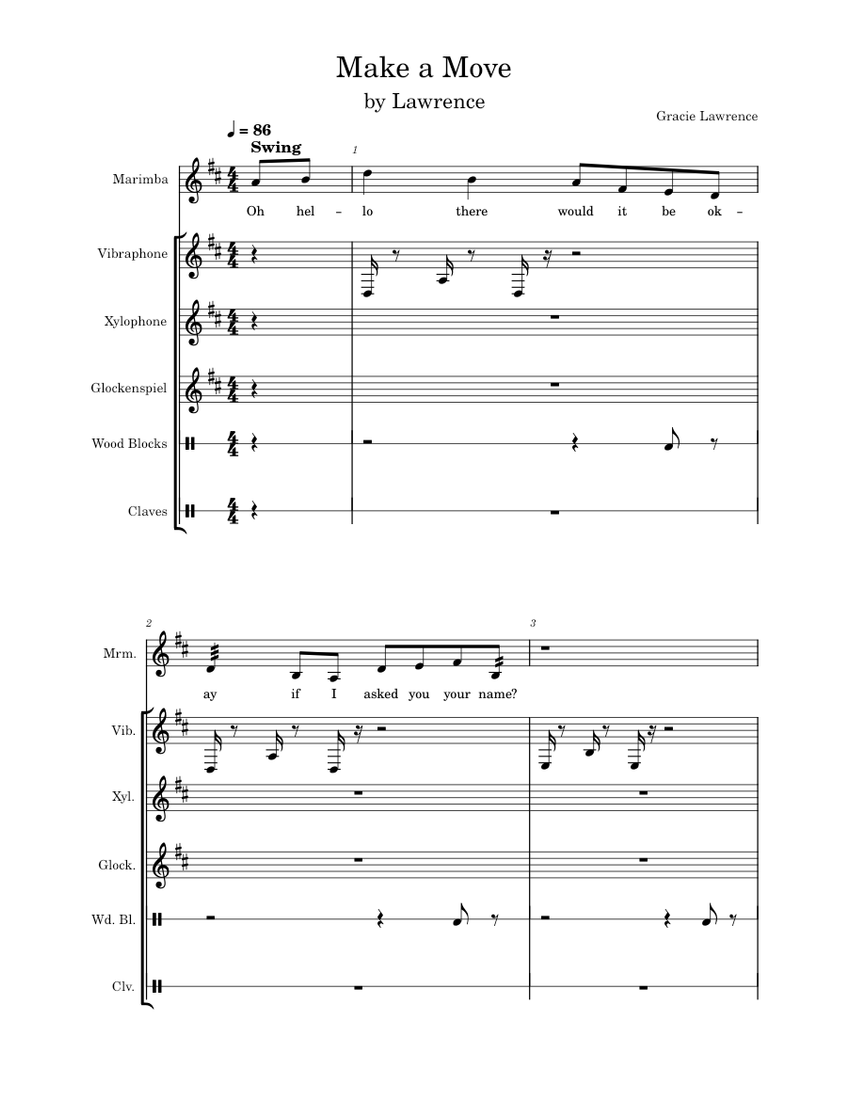Make a move – Lawrence Make a Move Sheet Music for Vibraphone ...