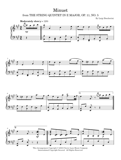 Minuet - Luigi Boccherini (Piano Solo)