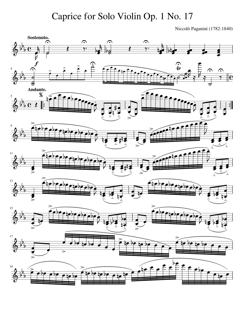 24 Caprices for Solo Violin, Op.1 No. 17 – Niccolò Paganini
